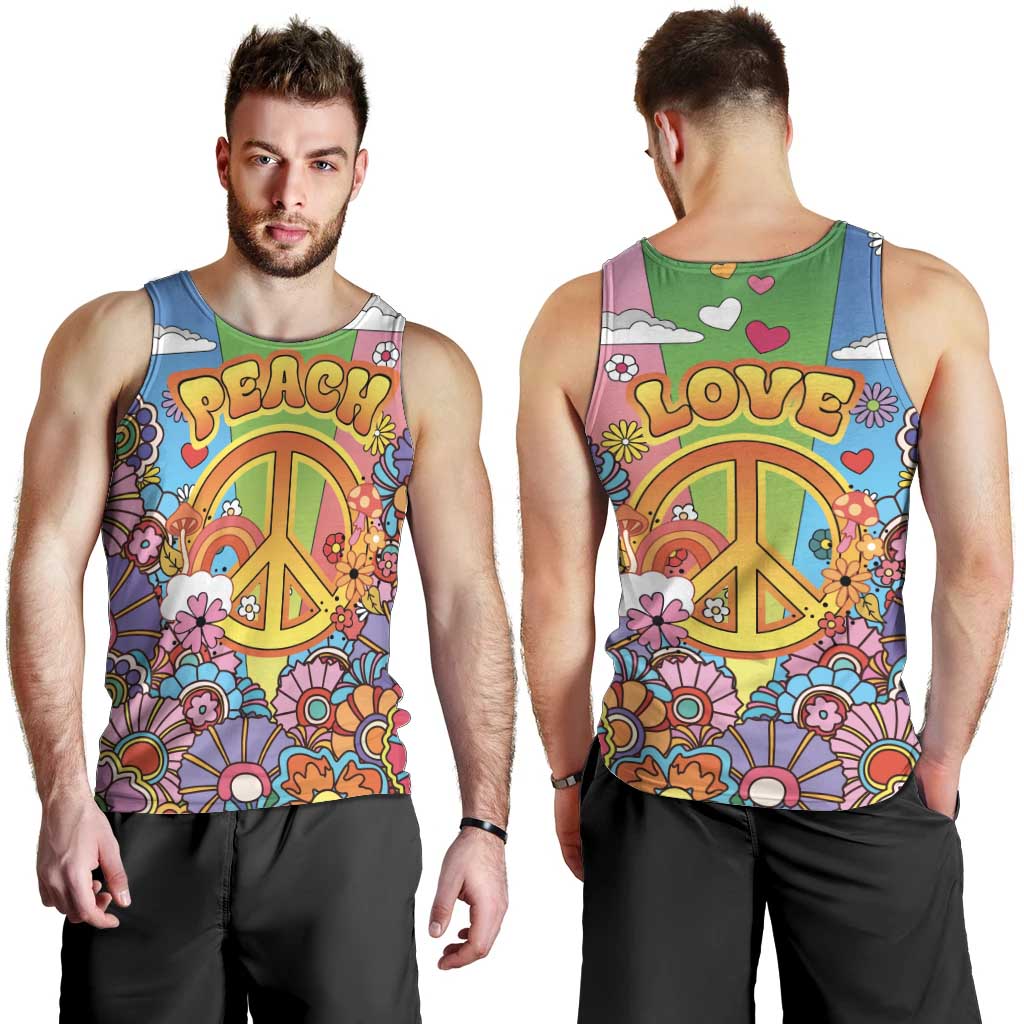Hippie Peace Love Men Tank Top Colorful Style - Wonder Print Shop