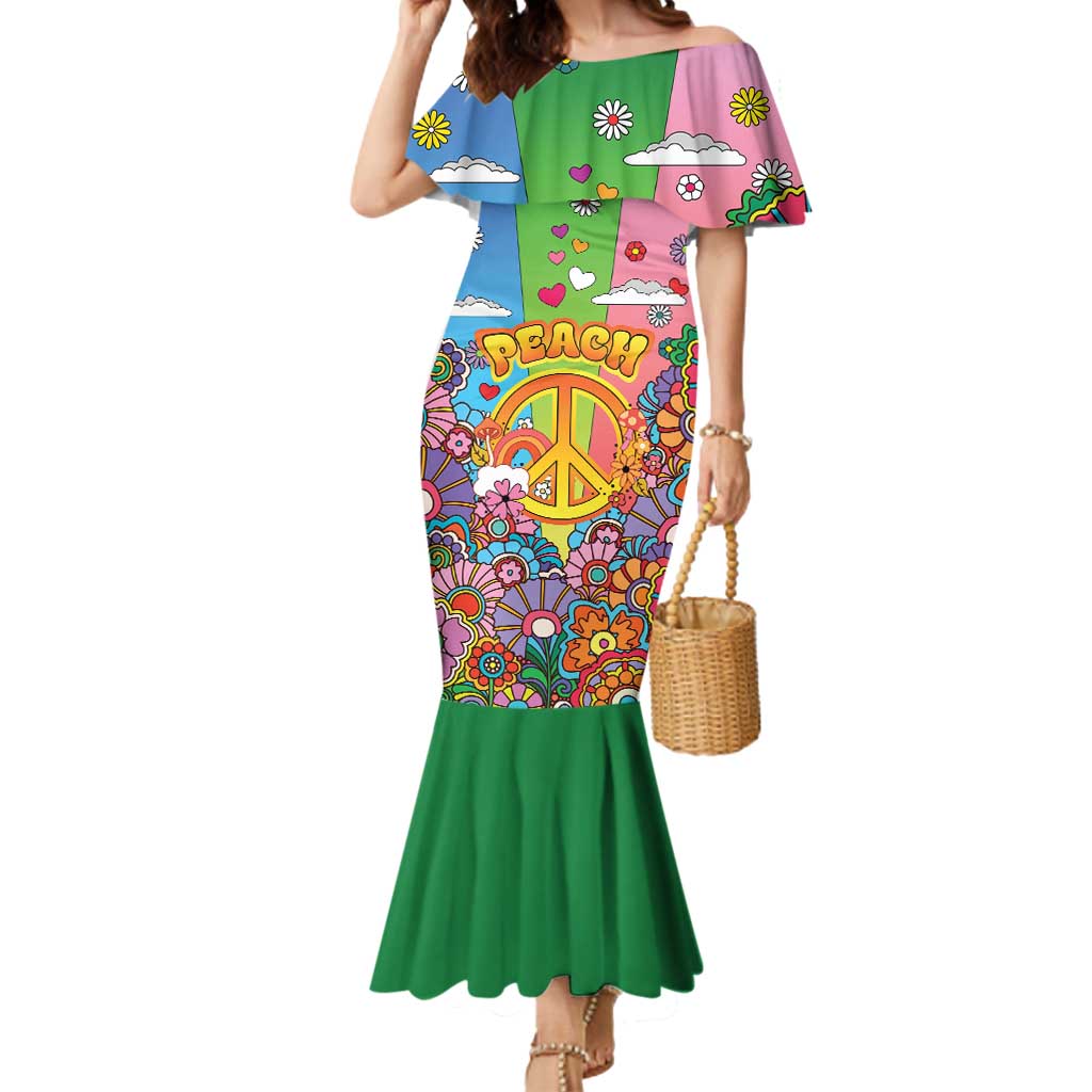 Hippie Peace Love Mermaid Dress Colorful Style - Wonder Print Shop