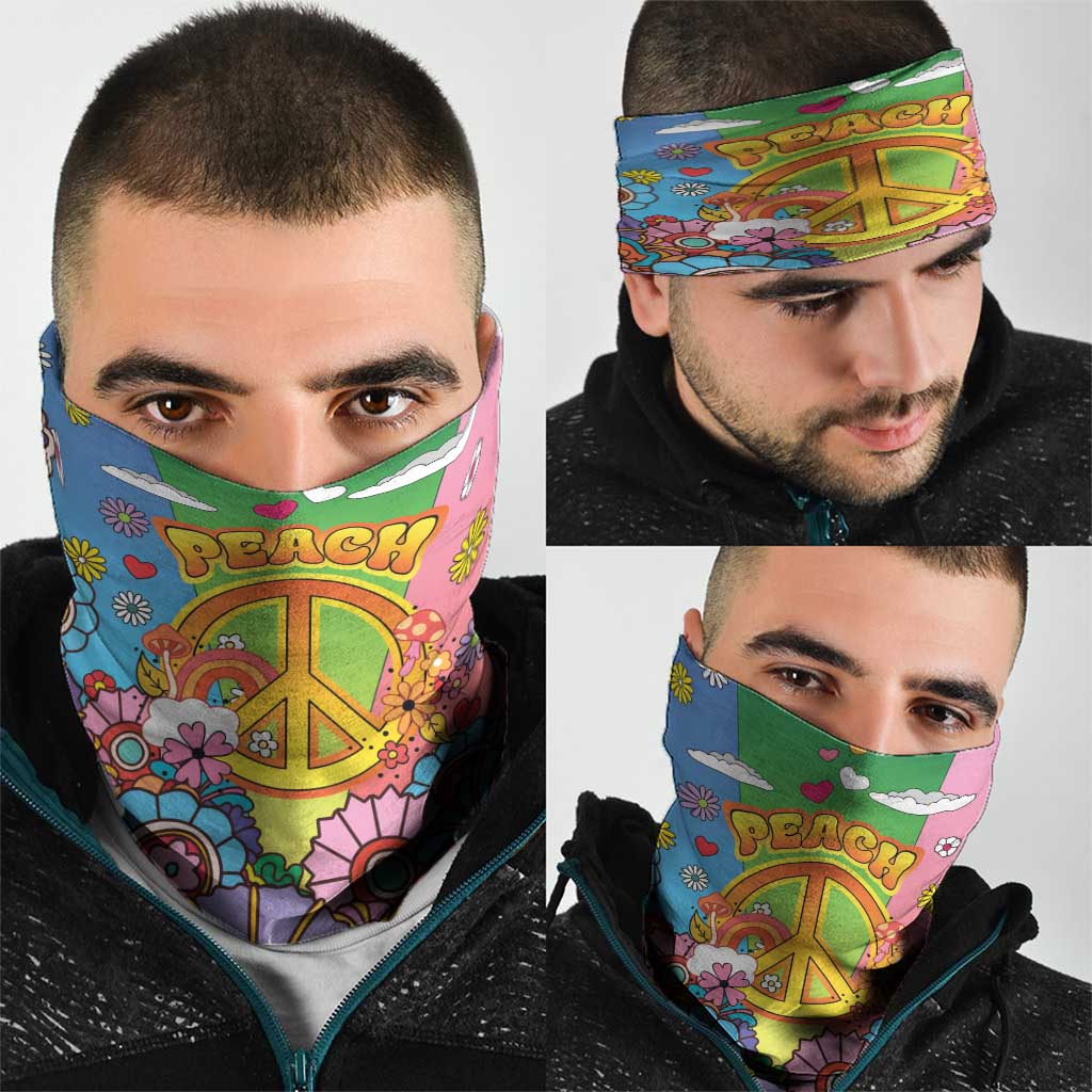 Hippie Peace Love Neck Gaiter Colorful Style - Wonder Print Shop