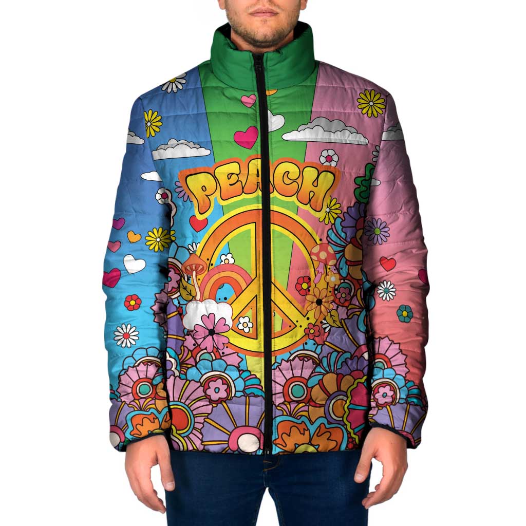 Hippie Peace Love Padded Jacket Colorful Style - Wonder Print Shop