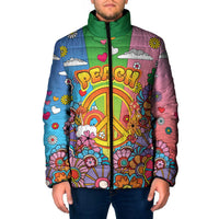 Hippie Peace Love Padded Jacket Colorful Style - Wonder Print Shop