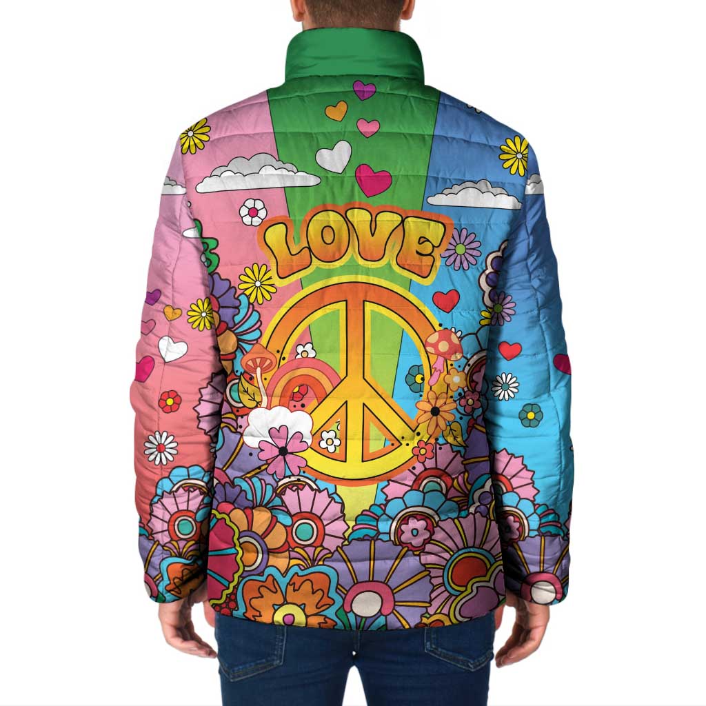 Hippie Peace Love Padded Jacket Colorful Style - Wonder Print Shop
