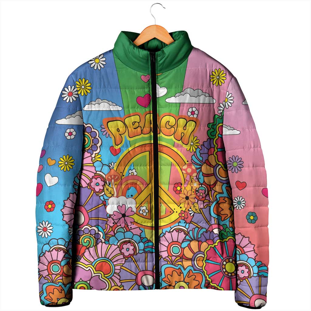 Hippie Peace Love Padded Jacket Colorful Style - Wonder Print Shop