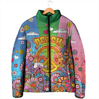 Hippie Peace Love Padded Jacket Colorful Style - Wonder Print Shop