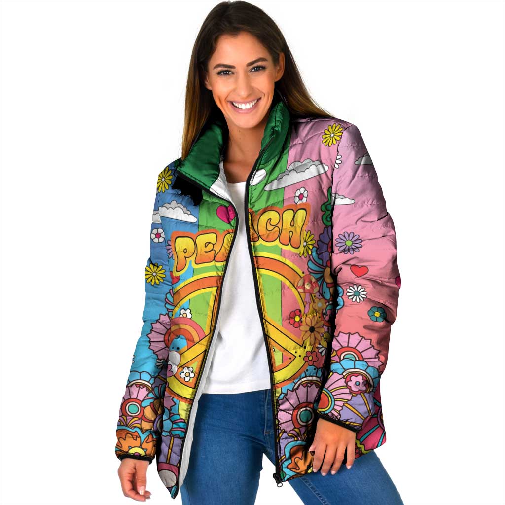Hippie Peace Love Padded Jacket Colorful Style - Wonder Print Shop
