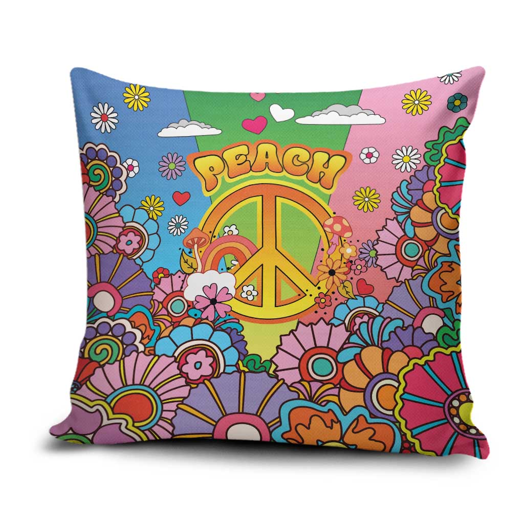 Hippie Peace Love Pillow Cover Colorful Style - Wonder Print Shop