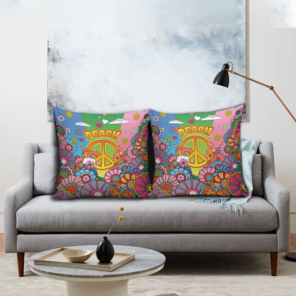 Hippie Peace Love Pillow Cover Colorful Style - Wonder Print Shop