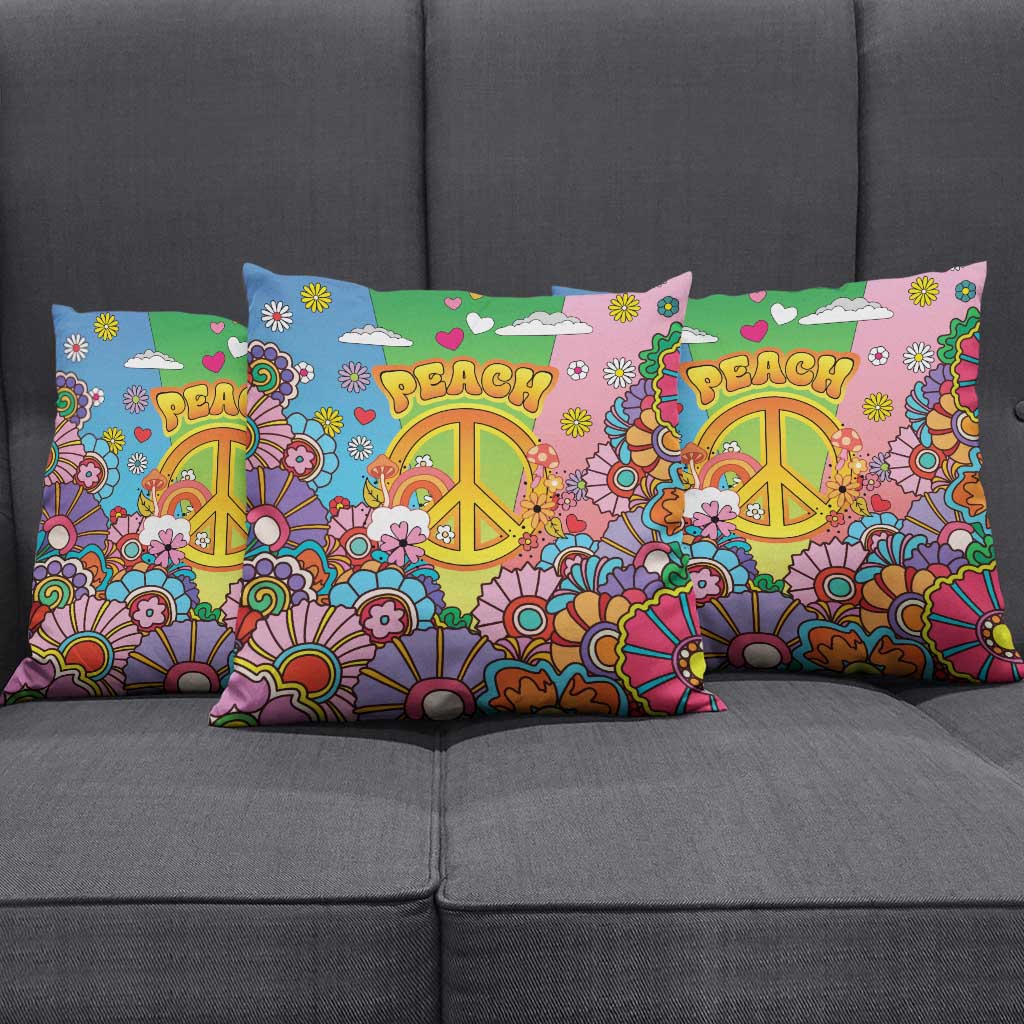 Hippie Peace Love Pillow Cover Colorful Style - Wonder Print Shop