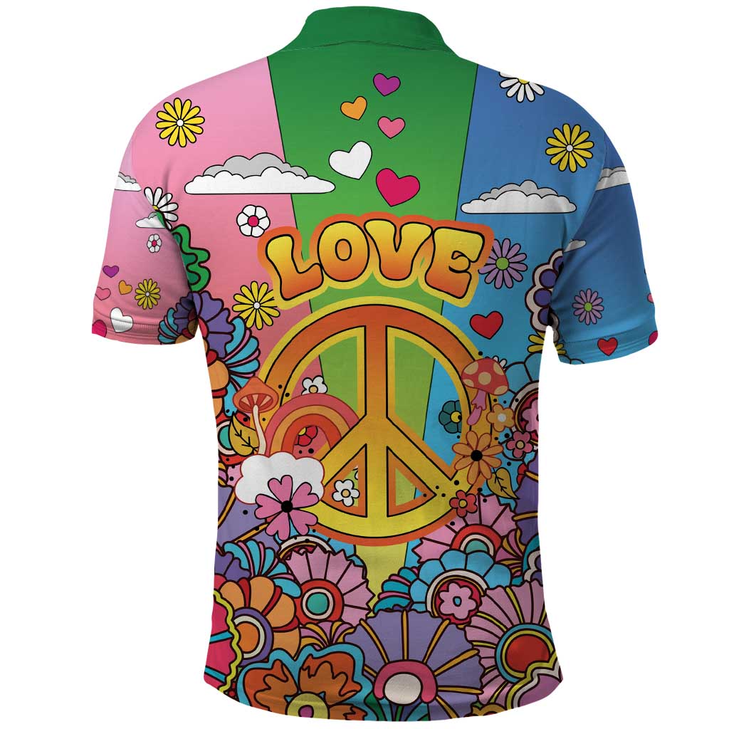 Hippie Peace Love Polo Shirt Colorful Style - Wonder Print Shop