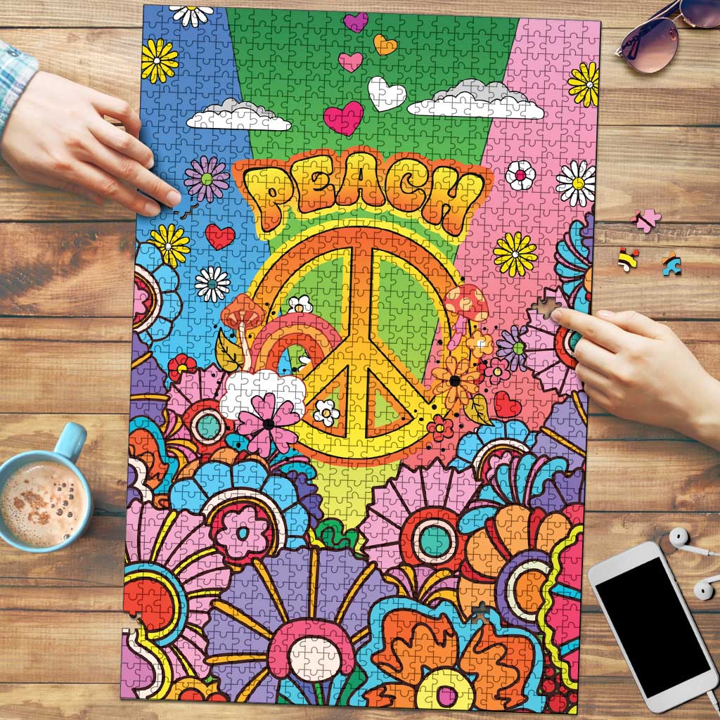 Hippie Peace Love Puzzle Colorful Style - Wonder Print Shop