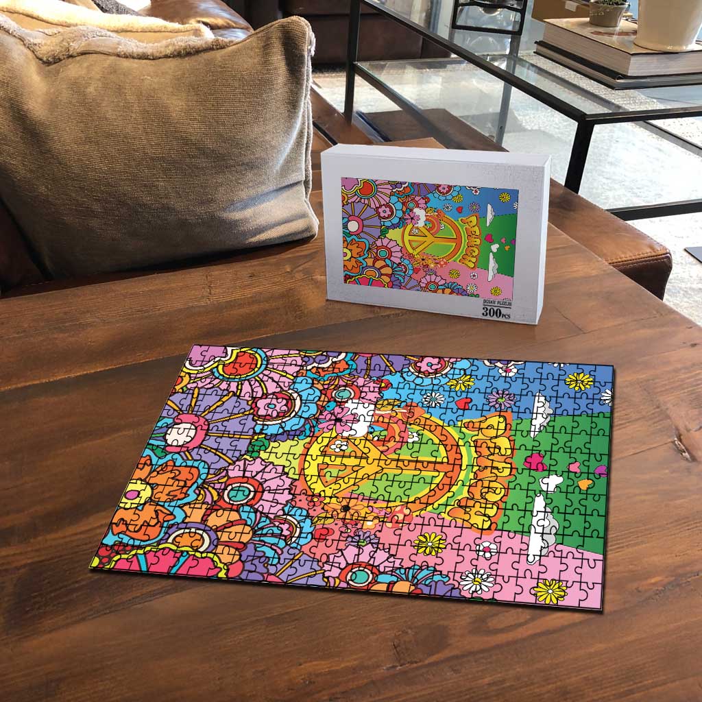 Hippie Peace Love Puzzle Colorful Style - Wonder Print Shop