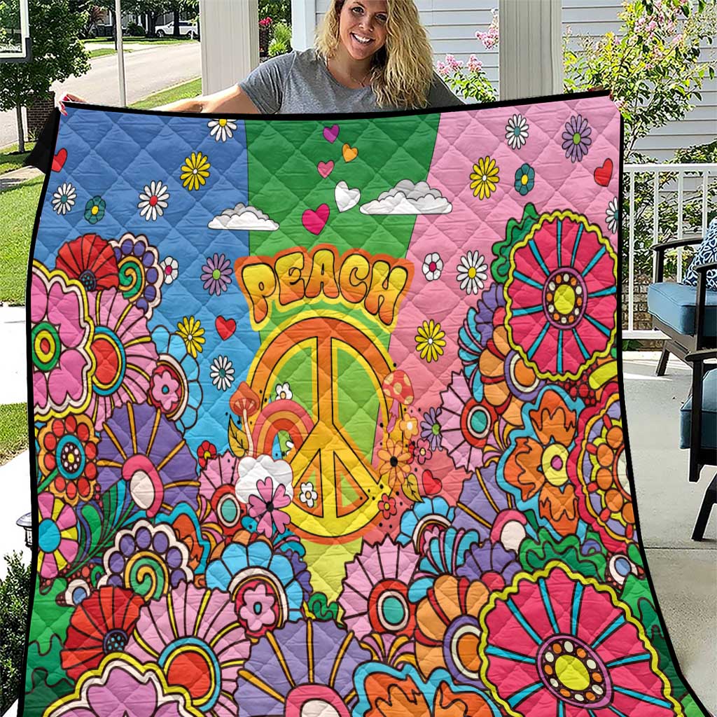 Hippie Peace Love Quilt Colorful Style - Wonder Print Shop