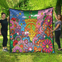 Hippie Peace Love Quilt Colorful Style - Wonder Print Shop