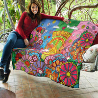 Hippie Peace Love Quilt Colorful Style - Wonder Print Shop