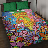 Hippie Peace Love Quilt Bed Set Colorful Style - Wonder Print Shop