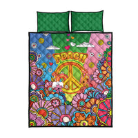 Hippie Peace Love Quilt Bed Set Colorful Style - Wonder Print Shop
