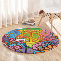 Hippie Peace Love Round Carpet Colorful Style - Wonder Print Shop