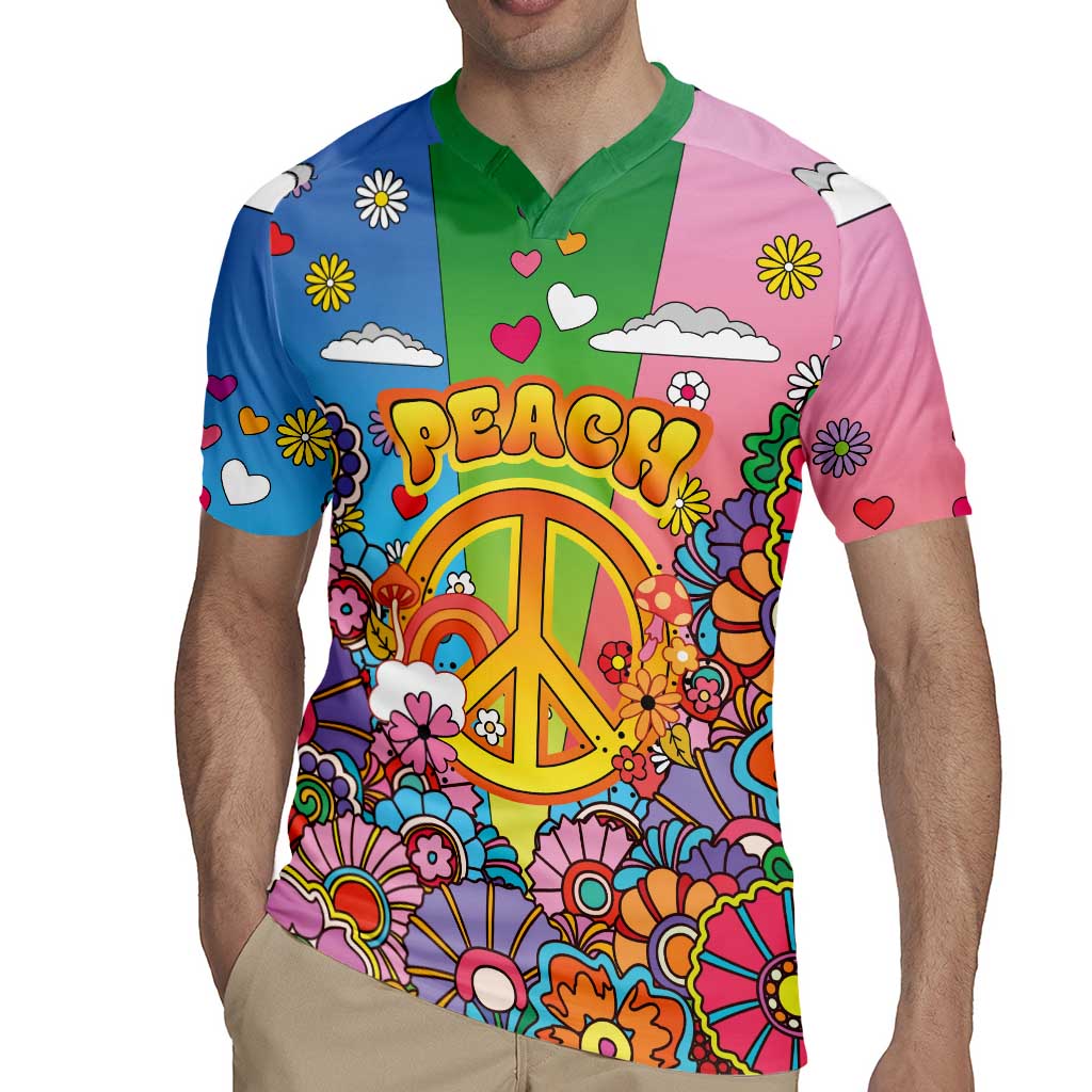 Hippie Peace Love Rugby Jersey Colorful Style - Wonder Print Shop