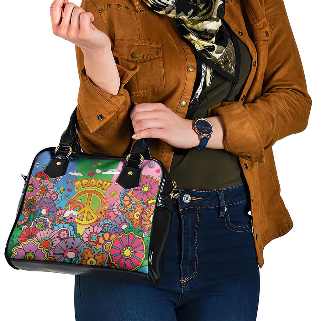 Hippie Peace Love Shoulder Handbag Colorful Style - Wonder Print Shop