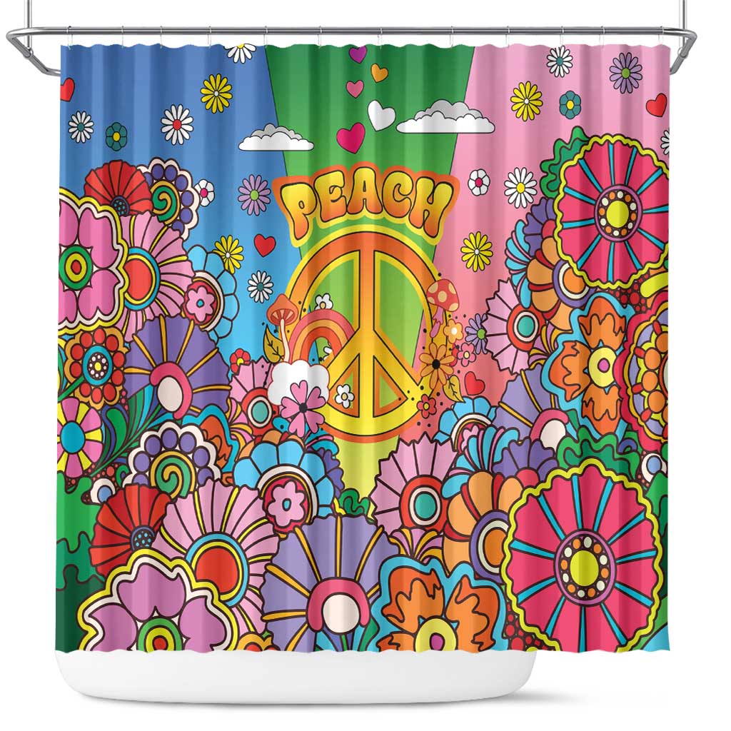 Hippie Peace Love Shower Curtain Colorful Style - Wonder Print Shop