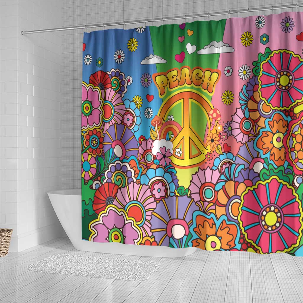 Hippie Peace Love Shower Curtain Colorful Style - Wonder Print Shop
