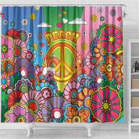 Hippie Peace Love Shower Curtain Colorful Style - Wonder Print Shop