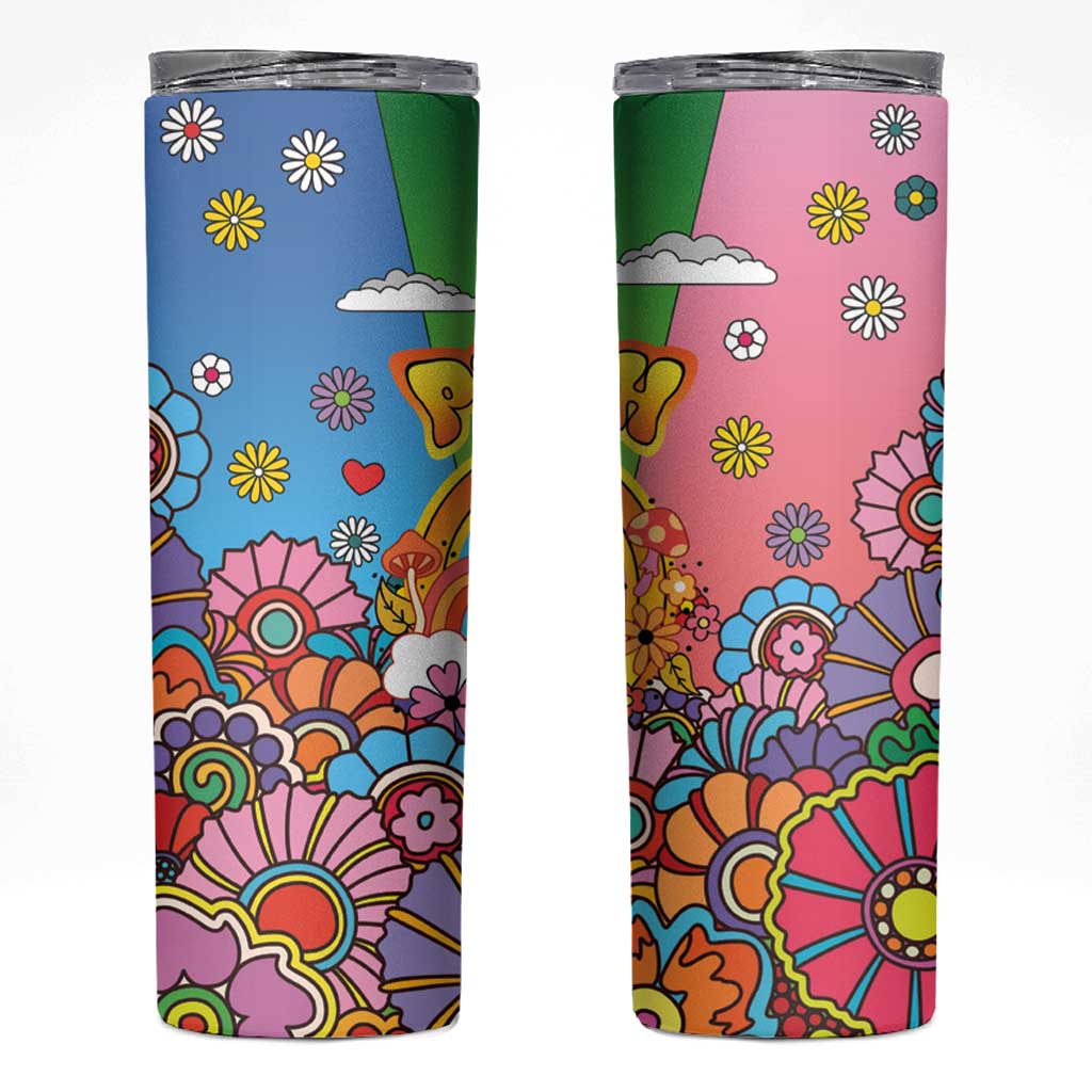 Hippie Peace Love Skinny Tumbler Colorful Style - Wonder Print Shop