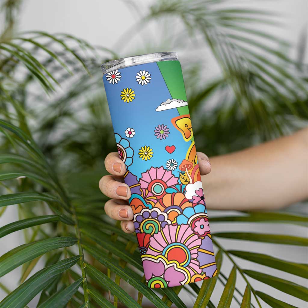 Hippie Peace Love Skinny Tumbler Colorful Style - Wonder Print Shop