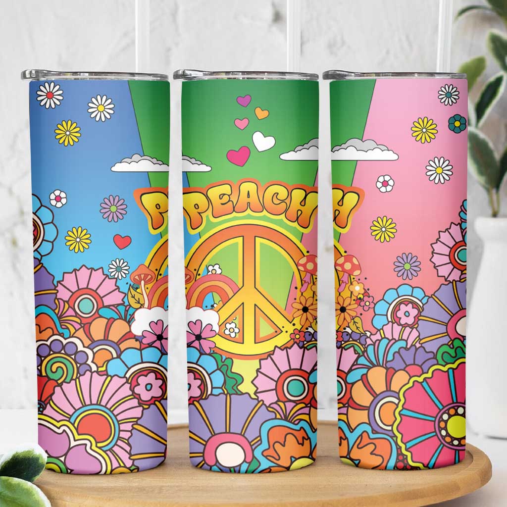 Hippie Peace Love Skinny Tumbler Colorful Style - Wonder Print Shop