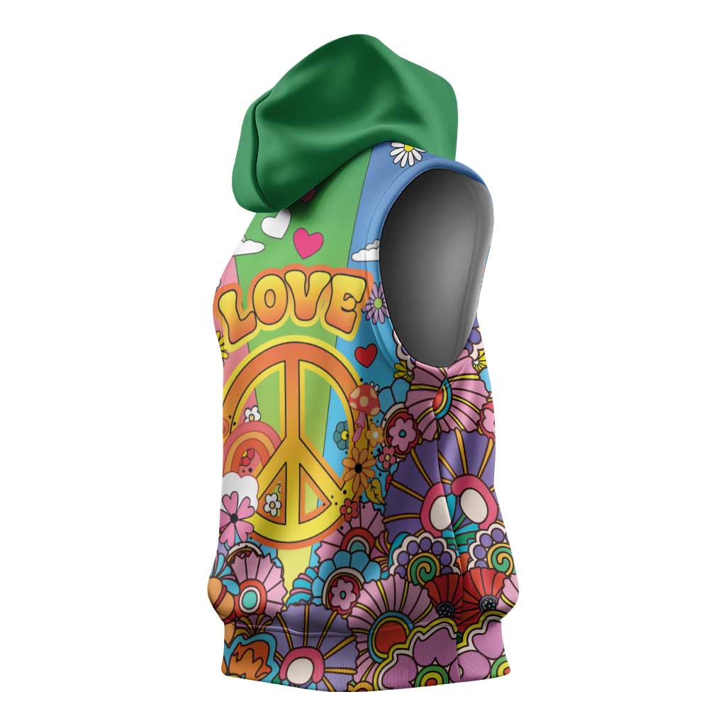 Hippie Peace Love Sleeveless Hoodie Colorful Style - Wonder Print Shop
