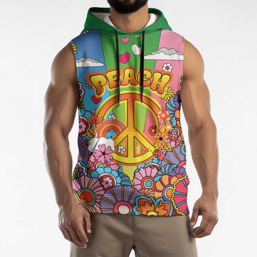 Hippie Peace Love Sleeveless Hoodie Colorful Style - Wonder Print Shop