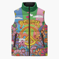 Hippie Peace Love Sleeveless Puffer Jacket Colorful Style - Wonder Print Shop