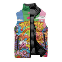 Hippie Peace Love Sleeveless Puffer Jacket Colorful Style - Wonder Print Shop