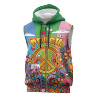 Hippie Peace Love Sleeveless Zip Hoodie Colorful Style - Wonder Print Shop