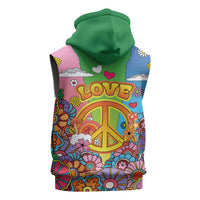 Hippie Peace Love Sleeveless Zip Hoodie Colorful Style - Wonder Print Shop