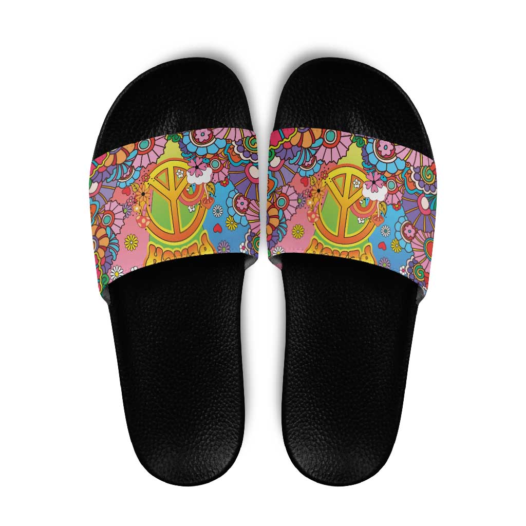 Hippie Peace Love Slide Sandals Colorful Style - Wonder Print Shop