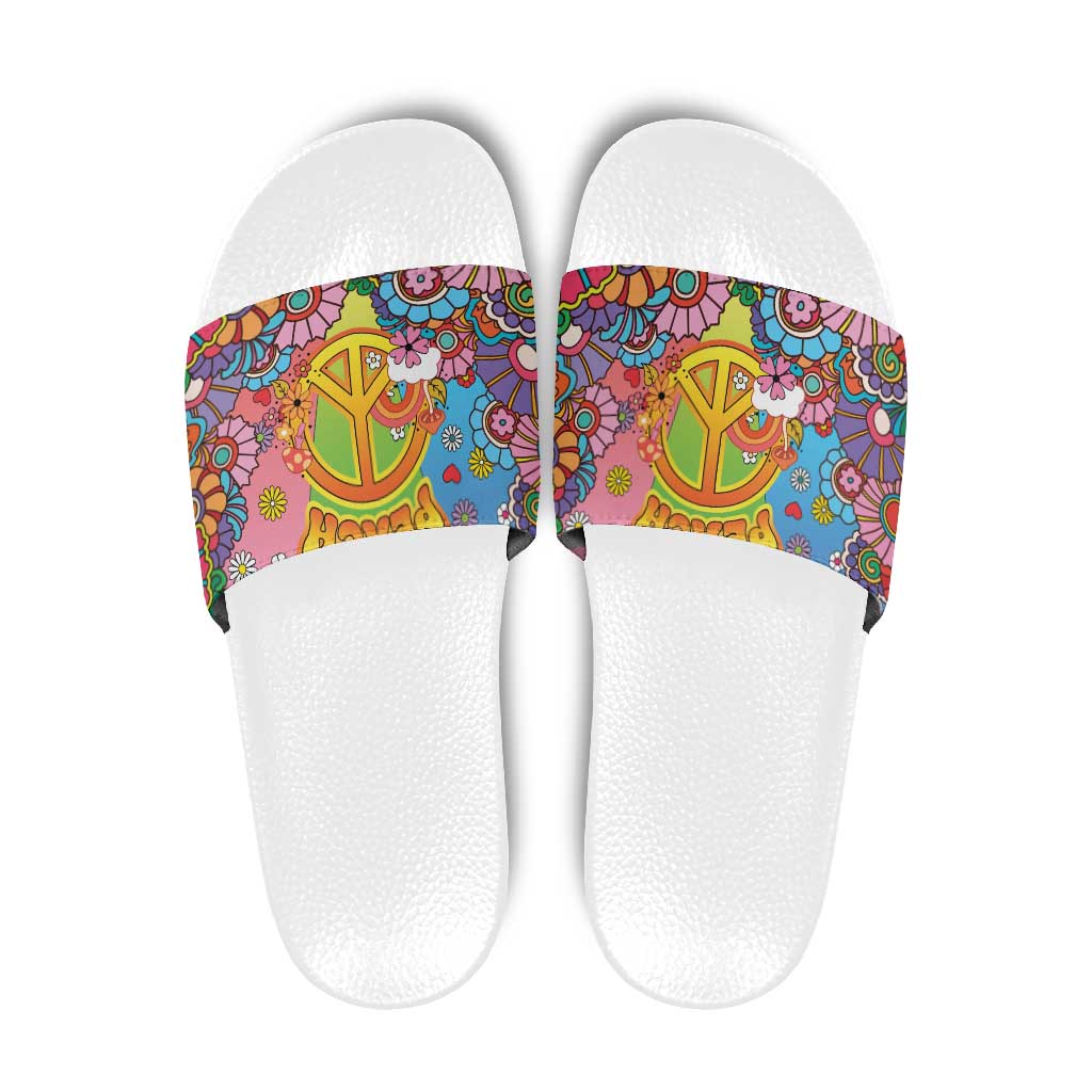 Hippie Peace Love Slide Sandals Colorful Style - Wonder Print Shop