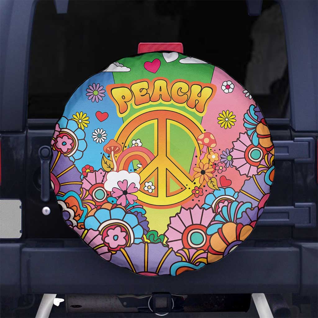 Hippie Peace Love Spare Tire Cover Colorful Style - Wonder Print Shop