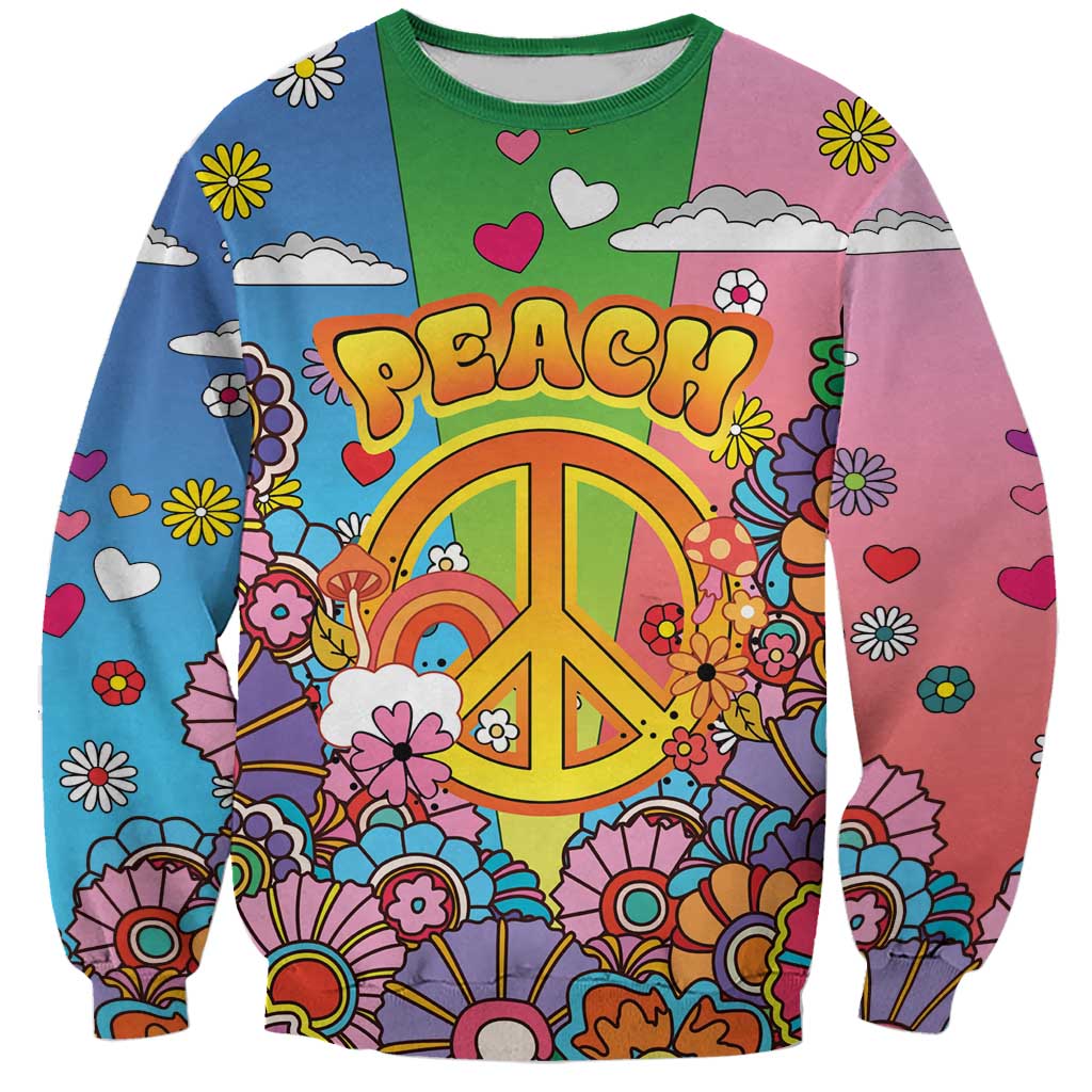 Hippie Peace Love Sweatshirt Colorful Style - Wonder Print Shop
