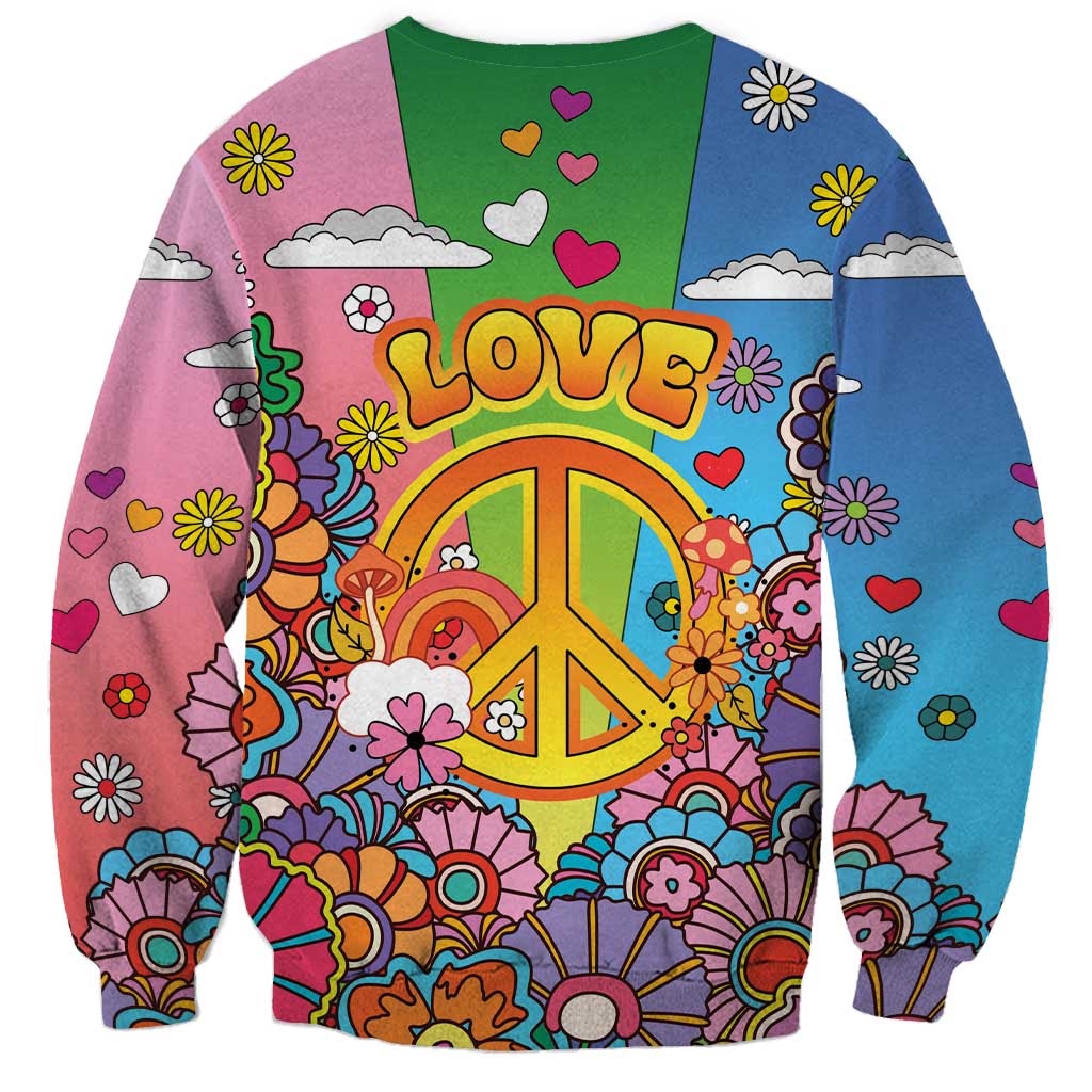 Hippie Peace Love Sweatshirt Colorful Style - Wonder Print Shop