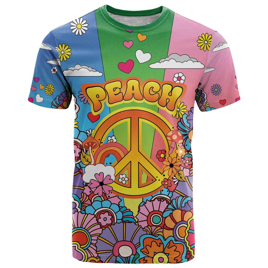 Hippie Peace Love T Shirt Colorful Style - Wonder Print Shop
