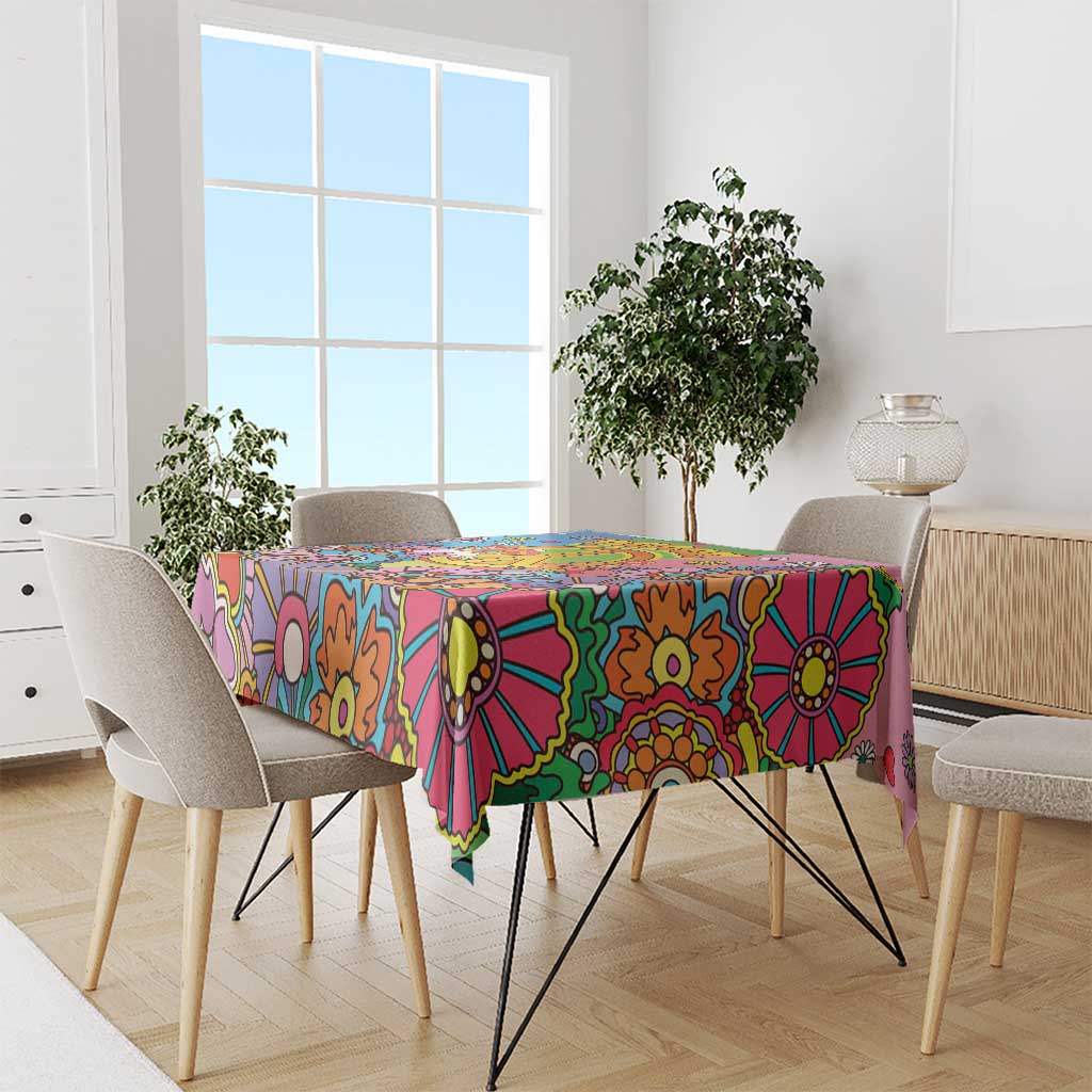 Hippie Peace Love Tablecloth Colorful Style - Wonder Print Shop