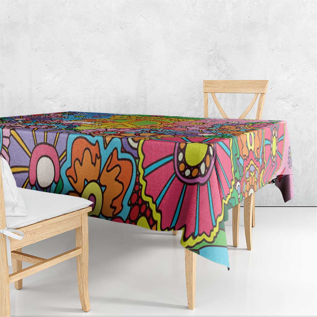 Hippie Peace Love Tablecloth Colorful Style - Wonder Print Shop