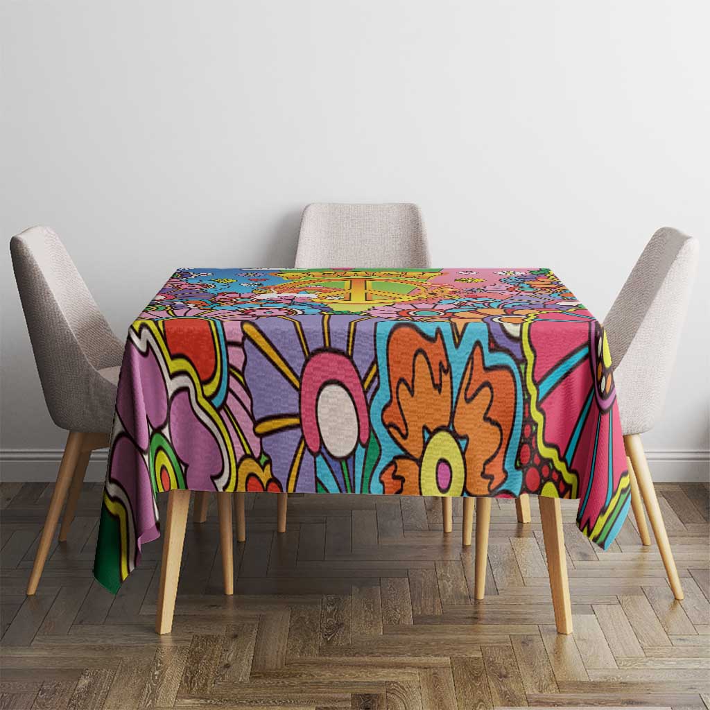 Hippie Peace Love Tablecloth Colorful Style - Wonder Print Shop