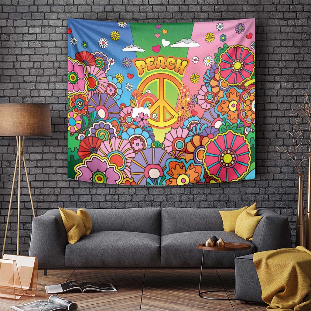 Hippie Peace Love Tapestry Colorful Style - Wonder Print Shop