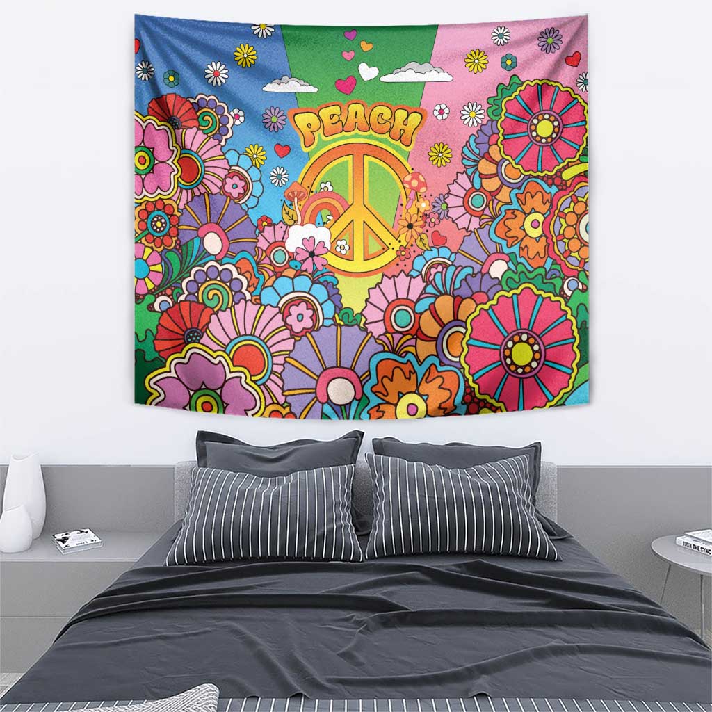 Hippie Peace Love Tapestry Colorful Style - Wonder Print Shop