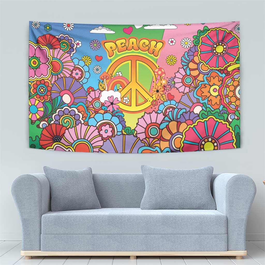 Hippie Peace Love Tapestry Colorful Style - Wonder Print Shop