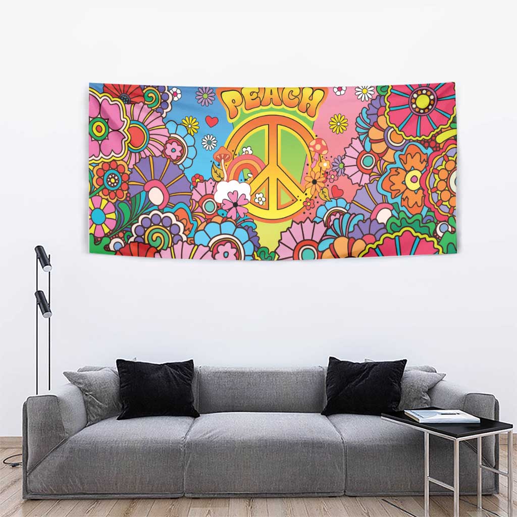 Hippie Peace Love Tapestry Colorful Style - Wonder Print Shop