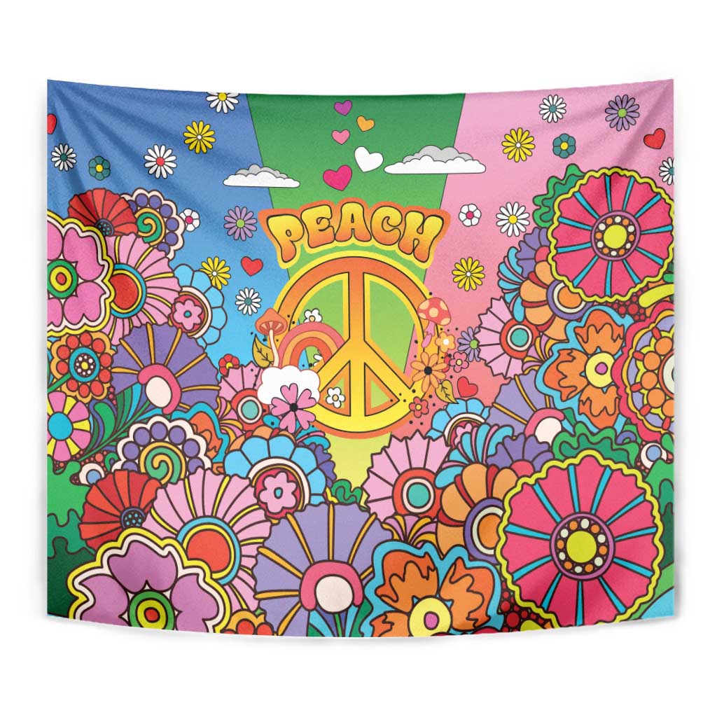 Hippie Peace Love Tapestry Colorful Style - Wonder Print Shop