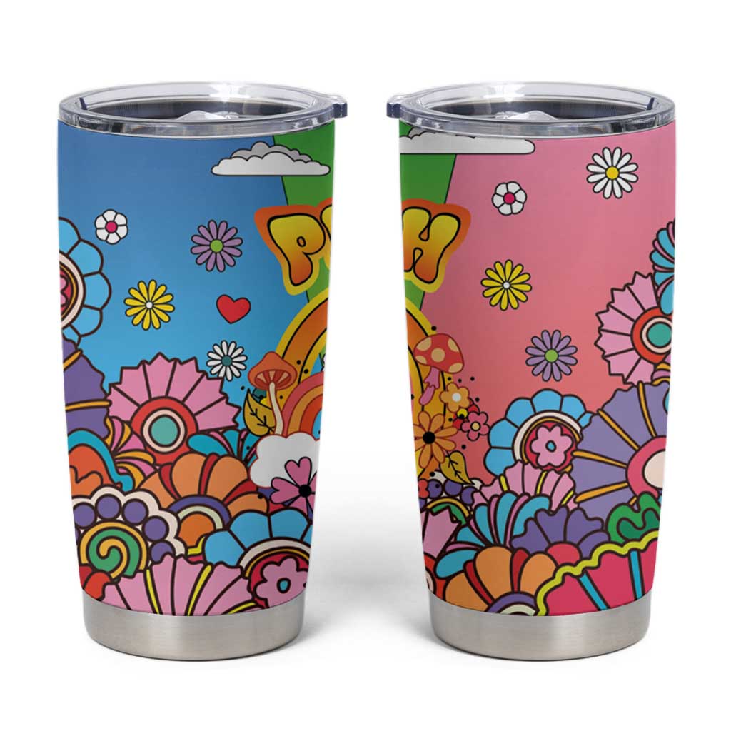 Hippie Peace Love Tumbler Cup Colorful Style - Wonder Print Shop